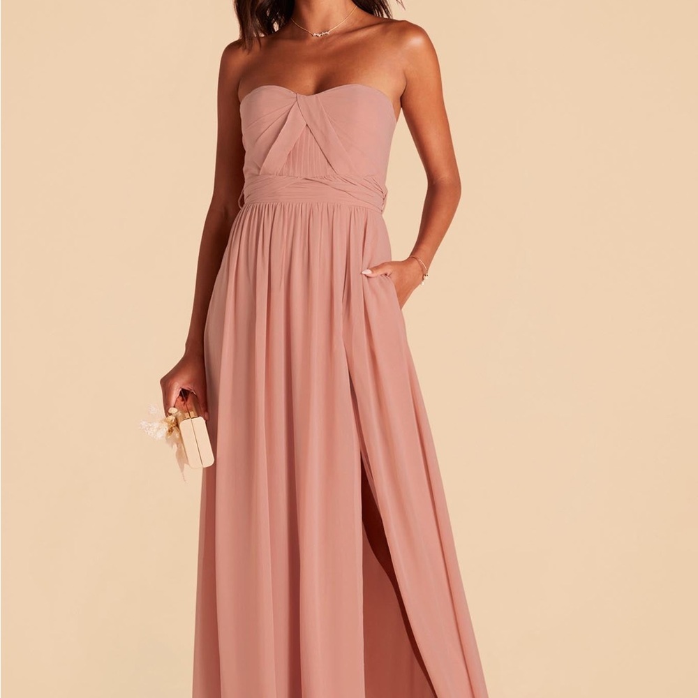 Birdy grey dusty rose bridesmaids dress with convertible straps